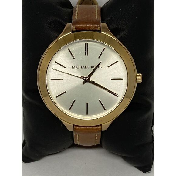 Michael Kors Runway MK-2284 Women's Brown Leather Analog Dial Quartz Watch VK430 - Picture 2 of 12